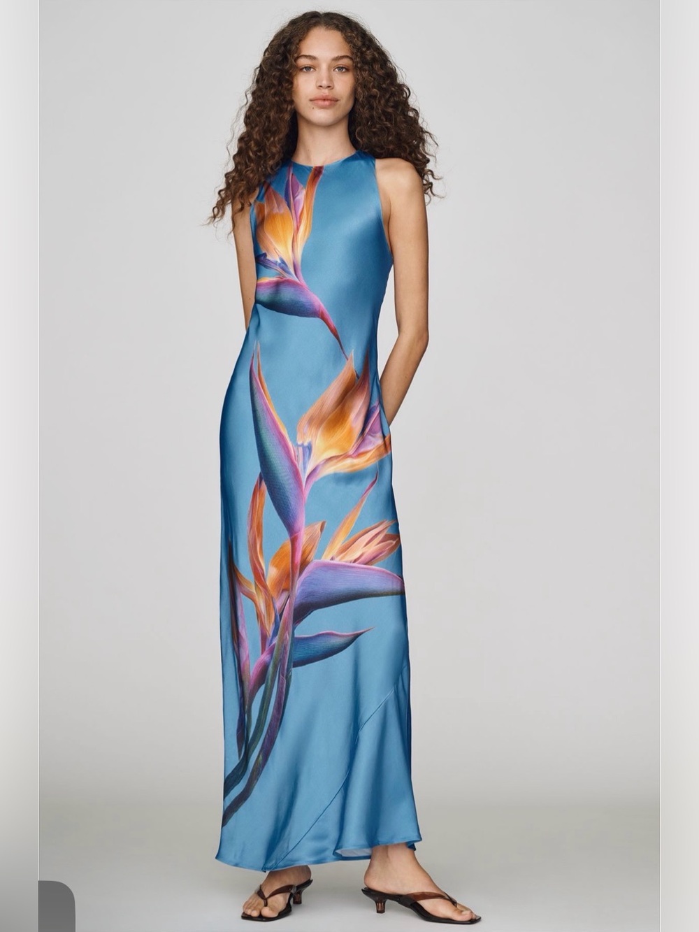 Anthropologie Floral Print Orchid Midi Dress NWT